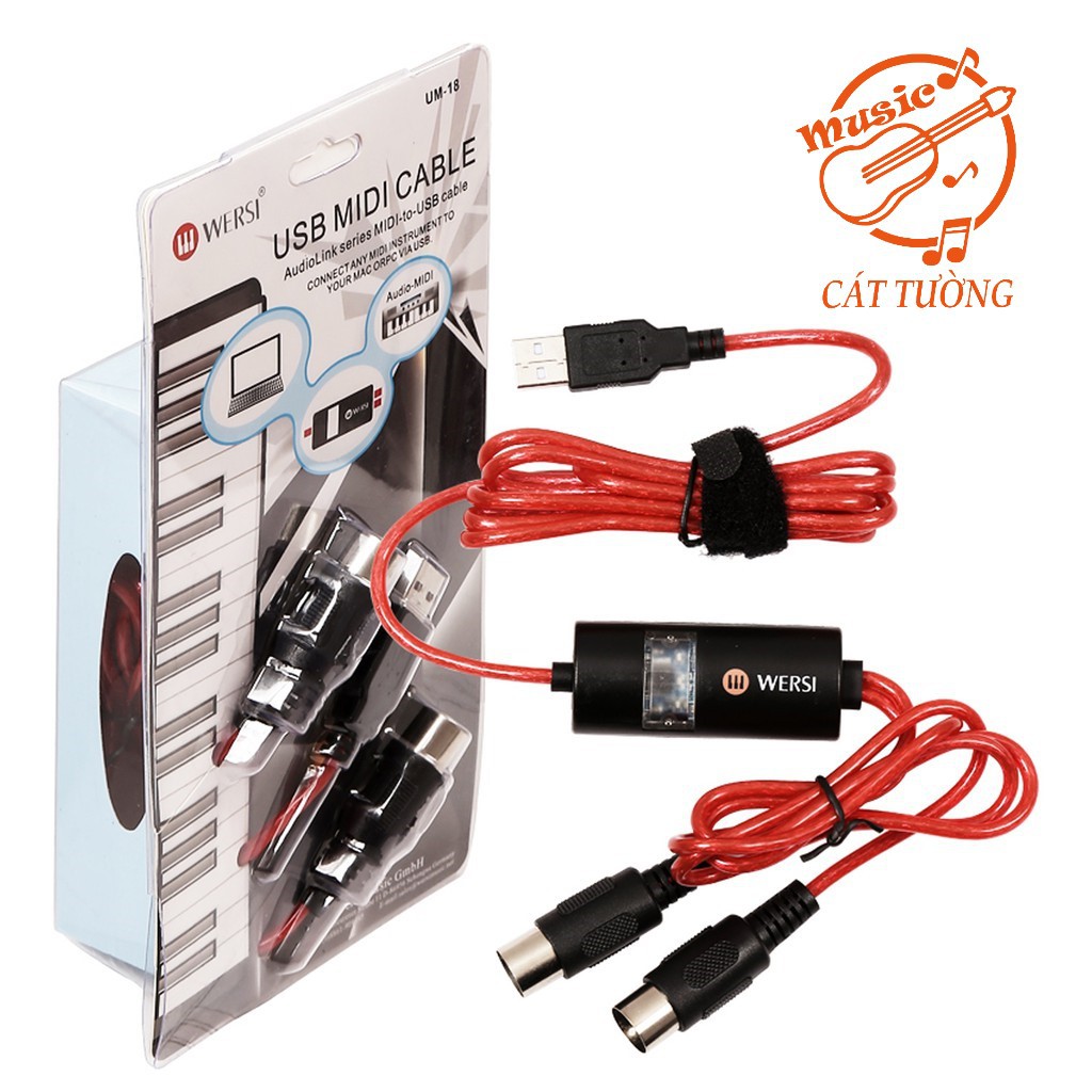 Dây Cáp Midi To USB Cable Cao Cấp WERSI UM-18 Cho Đàn Organ, Piano, Keyboard Controller, Launchpad