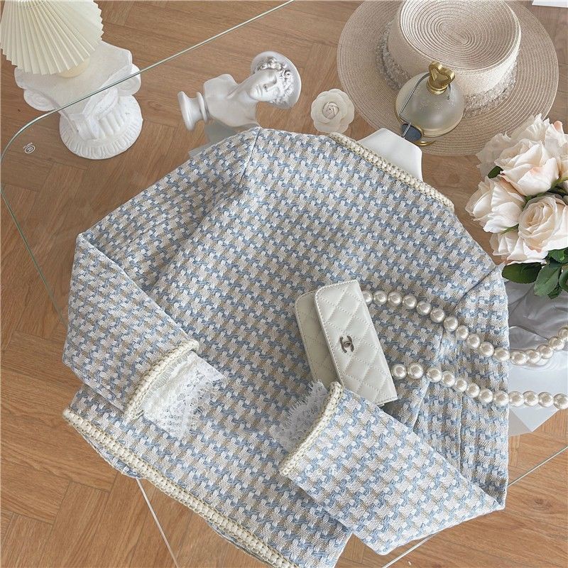 Áo Khoác Kiểu Hàn Quốc Kẻ Sọc Caro Thời Trang Xuân Thu Mới Cho Bé Gái 2022