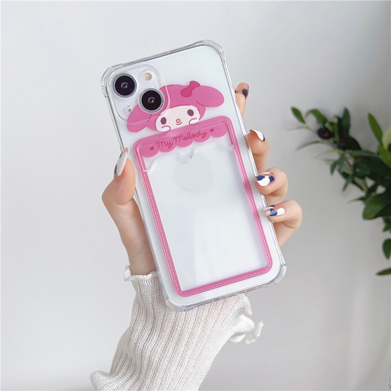 Ốp Điện Thoại Tpu Dẻo Có Ngăn Đựng Thẻ In Hình Hoạt Hình Dễ Thương Cho iphone 11 / 12 / 13 Pro max XR