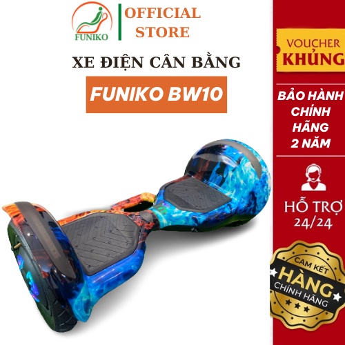 Xe cân bằng điện cao cấp Funiko BW10,10 inch Xe điện cân bằng kết nối Bluetooth,đèn Led cao cấp,Bảo hành 2 năm