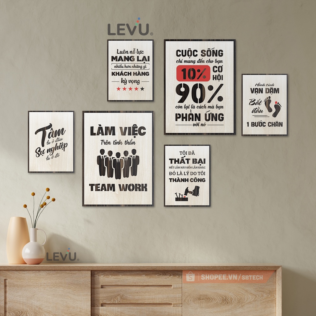 Bộ 6 tấm tranh treo tường gỗ tạo động lực SB6D