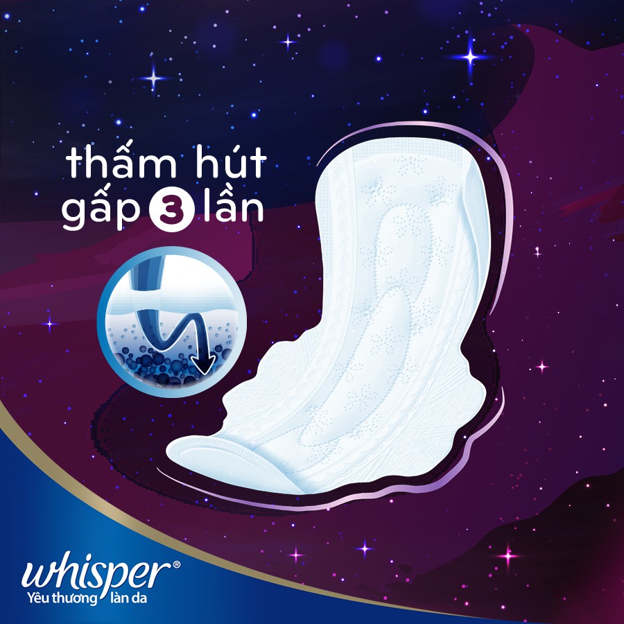 Băng vệ sinh Whisper Skinlove Đêm 31cm - Gói 6 miếng