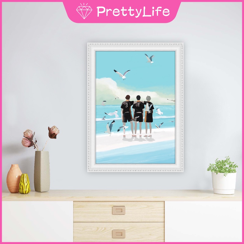 Bộ tranh đính đá 5D tự làm 30x40cm/40x50cm họa tiết hoạt hình Nhật Bản dùng để trang trí phòng ngủ