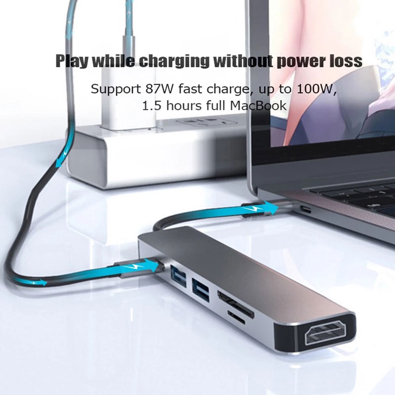 Hub Chuyển Đổi USB C Hub Sang HDMI Rj45 VGA Thunderbolt 3 Với PD TF SD Jack3.5mm Cho Macbook Pro / Air M1 M2