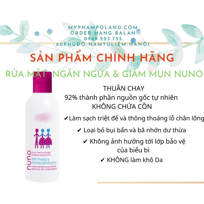 SỮA RỬA MẶT NGĂN NGỪA VÀ GIẢM MỤN NUNO
