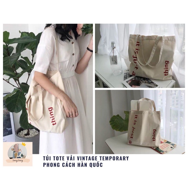 Túi tote vải canvas đeo vai đi học đi làm chữ It Thing