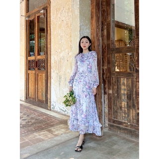 [THIẾT KẾ CAO CẤP] Đầm dài hoa sắc tím