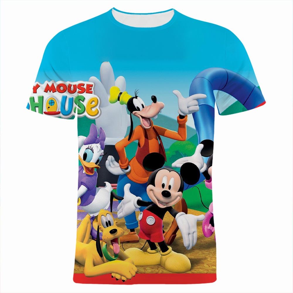 Áo Thun Tay Ngắn In Hình Chuột Mickey 3D Thời Trang Mùa Hè Cho Nam Và Nữ