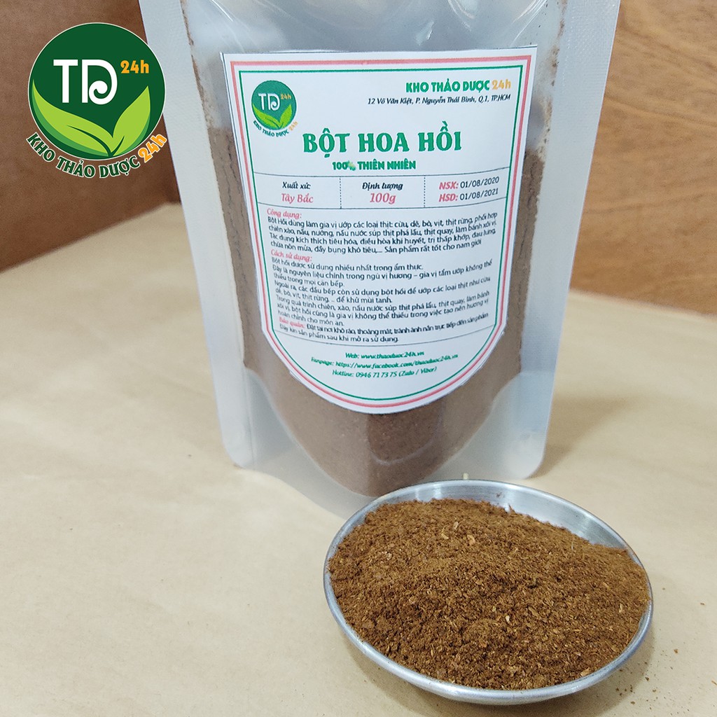 [250 gram] Bột hoa hồi tự nhiên nguyên chất 100%, gia vị thơm ngon cho các món ăn | Kho thảo dược 24h