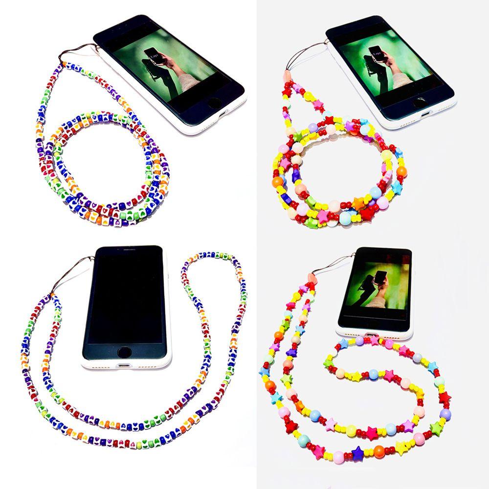 MYRON Universal Phone Hanging Rope Lanyard  for Keys Acrylic Mobile Phone Chain Necklace Strap Bracelet Long Multicolor Lady Girls Gift Bead Chain