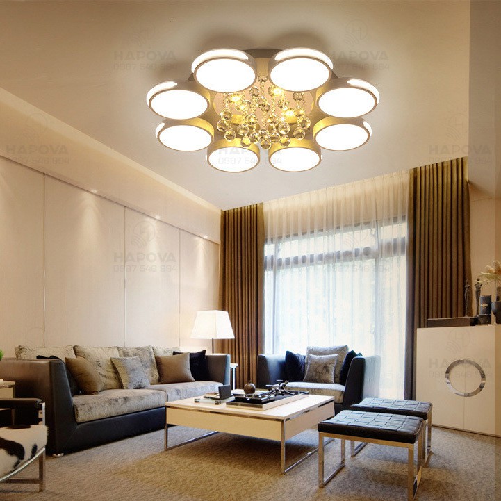Đèn ốp trần, đèn trần phòng khách bằng pha lê HAPOVA NAVI 0903