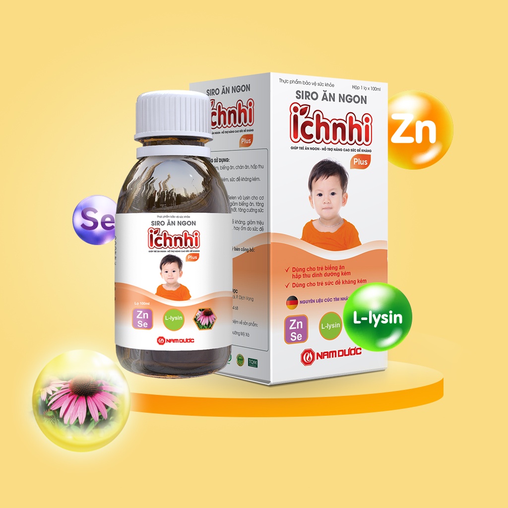 Siro ăn ngon Ích Nhi Plus lọ 100ml giúp nâng cao sức đề kháng, tăng chuyển hóa hấp thu dưỡng chất, giúp trẻ ăn ngon