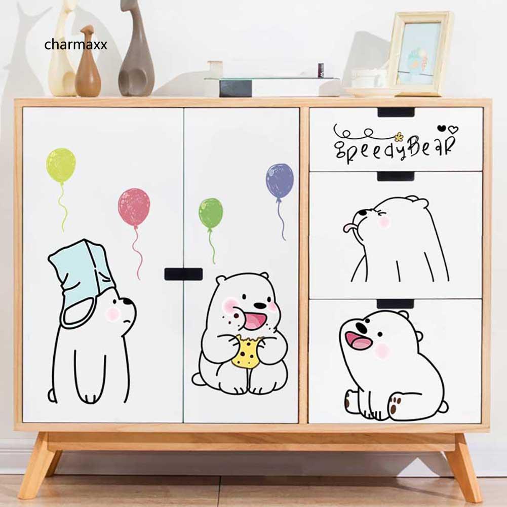 Nhãn dán tường hoạt tiết gấu hoạt hình dễ thương trang trí không gian gia đình | BigBuy360 - bigbuy360.vn