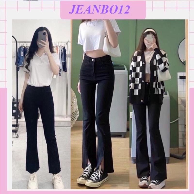 Quần bò jean nữ ống loe đứng co giãn jeans cạp cao cao cấp Hottrend 2022