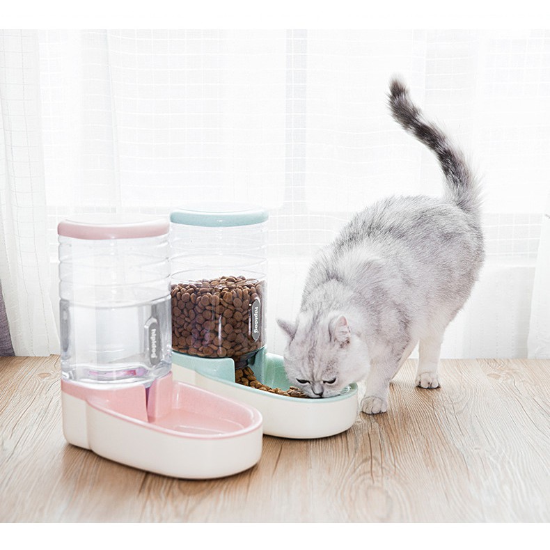 Bát ăn hạt và bình uống nước tự động cho chó mèo (Thể tích lớn 3.8 lít)