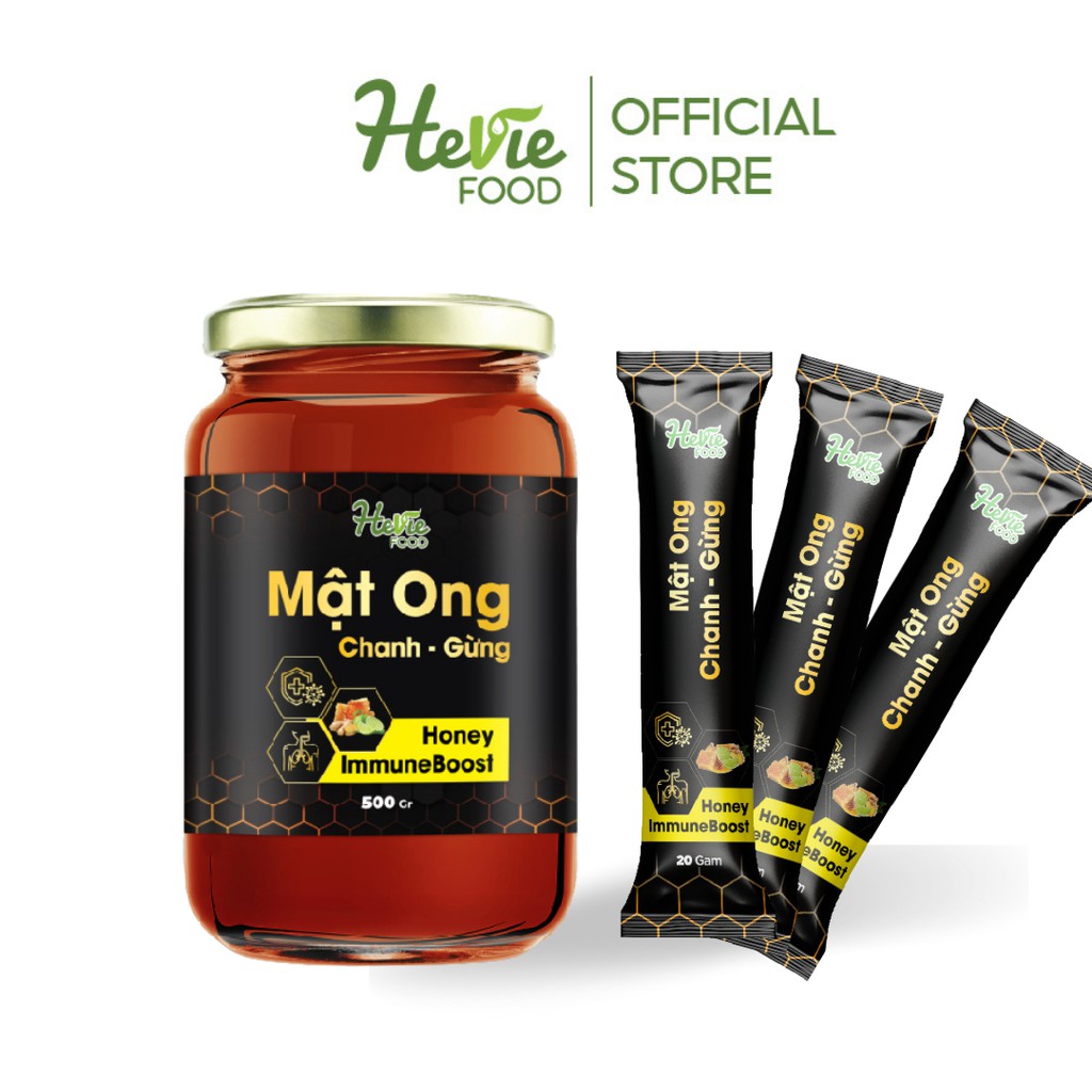 Mật ong ImmuneBoost chiết xuất Chanh Gừng HeVieFood 500g