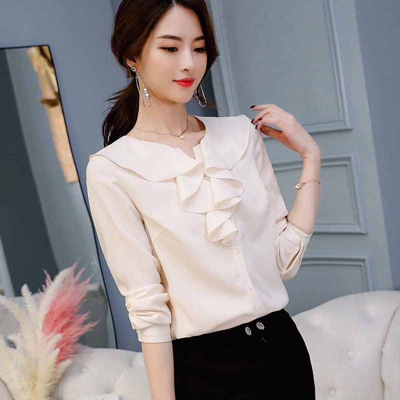 Áo sơ mi nữ cổ bèo dài tay phong cách Hàn Quốc mới🔥