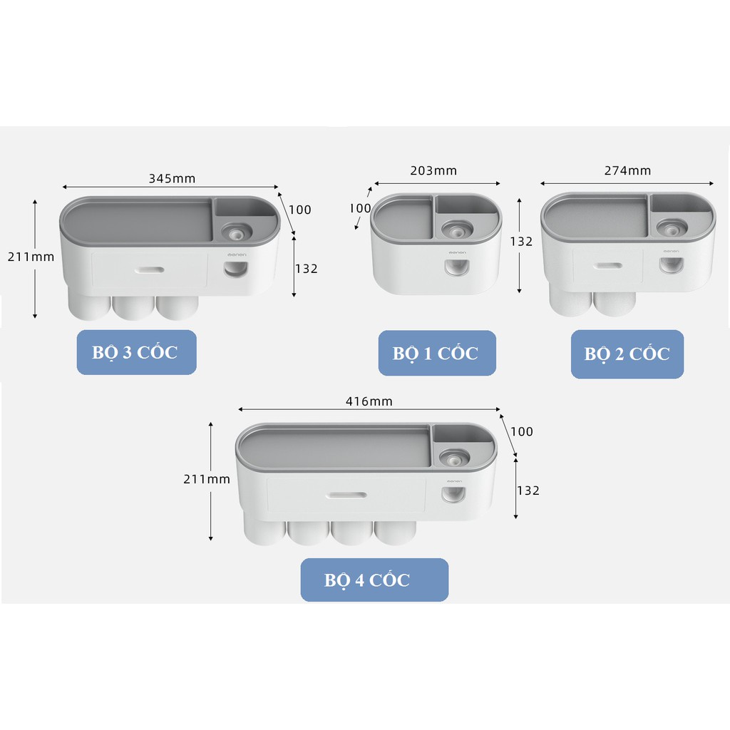 Giá treo bàn chải đánh răng OENON, nhả kem tự động, khay để đồ cá nhân, nhựa ABS cao cấp, bh 1 đổi 1
