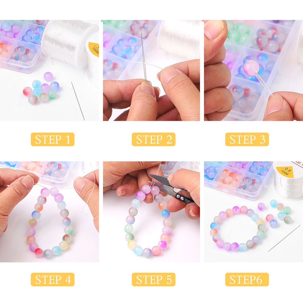 Dây pha lê co giãn linh hoạt 0.6-1mm xỏ hạt cườm làm trang sức DIY