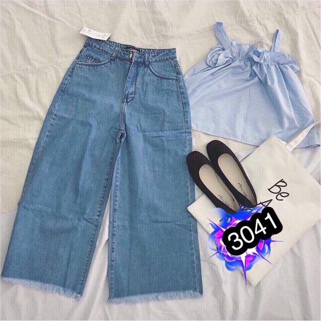 Quần Jeans Nữ Ống Rộng màu xanh dáng xuông cực hot | BigBuy360 - bigbuy360.vn