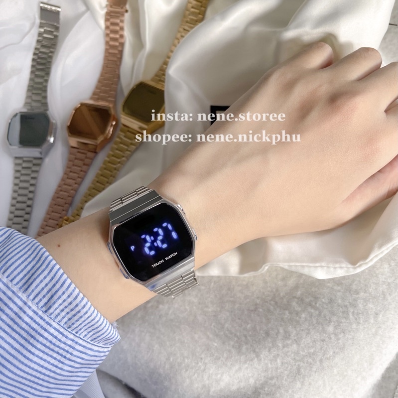 Đồng hồ nam, nữ Tráng gương TOUCH WATCH cảm ứng sang trọng, dây thép cho tuổi teen