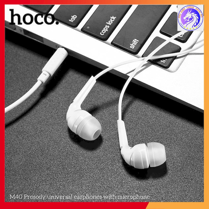Tai Nghe Jack 3.5mm Hoco M40 Có Mic Dài 1m Có Nút Điều Khiển Kèm Nút Đeo Chống Đau Tai Hàng Chính Hãng