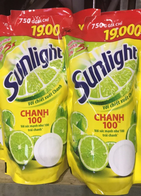 Nước rửa chén Sunlight Chanh 100 túi 750g