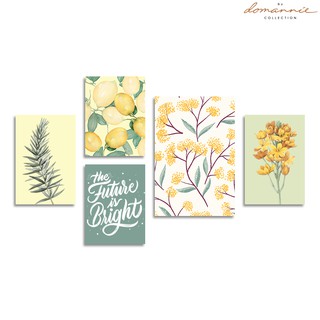 Bộ 5 tranh Canvas trang trí phòng khách Hoa Trái Cây Vàng