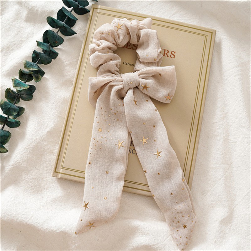 Dây buộc tóc chiffon co giãn thắt nơ thời trang xinh xắn dành cho nữ