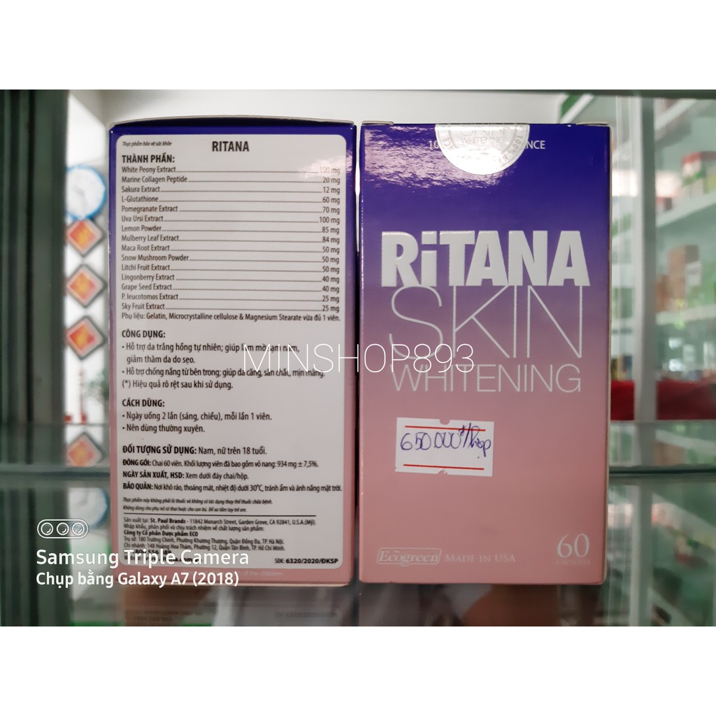 VIÊN UỐNG TRẮNG DA RITANA SKIN WHITENING LỌ 60 VIÊN | BigBuy360 - bigbuy360.vn