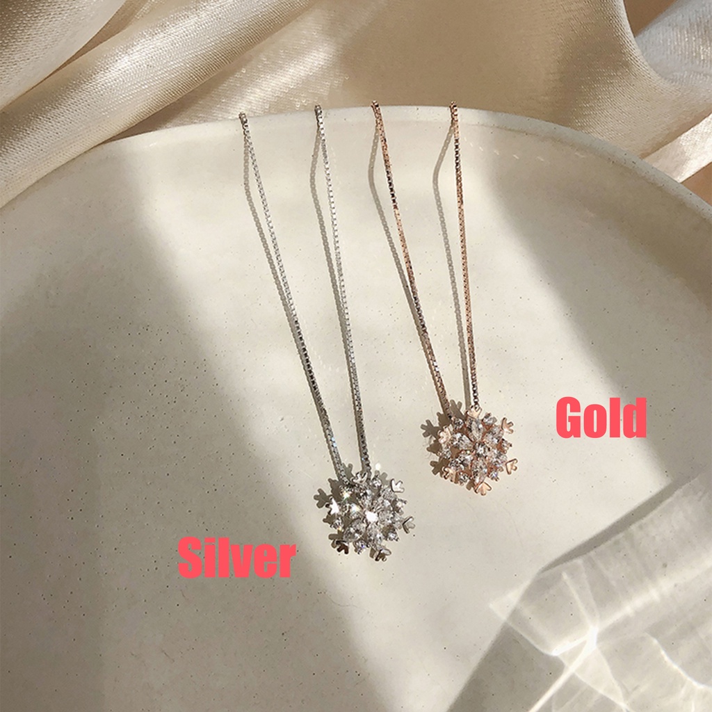 Vòng cổ mặt bông tuyết đính đá Zircon đơn giản nhiều màu thời trang thanh lịch dành cho nữ