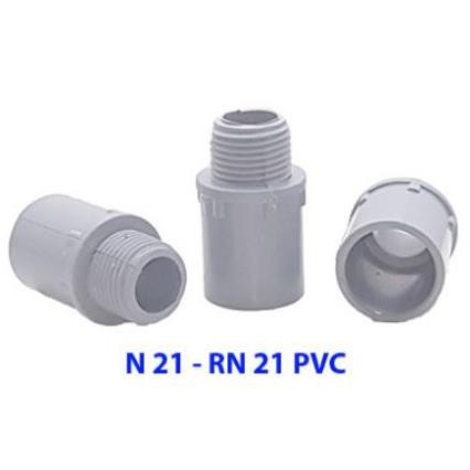 nối ống nước ren ngoài 21mm  - NỐI PHI 21 REN NGOÀI 21 PVC (BỊCH 10CÁI)