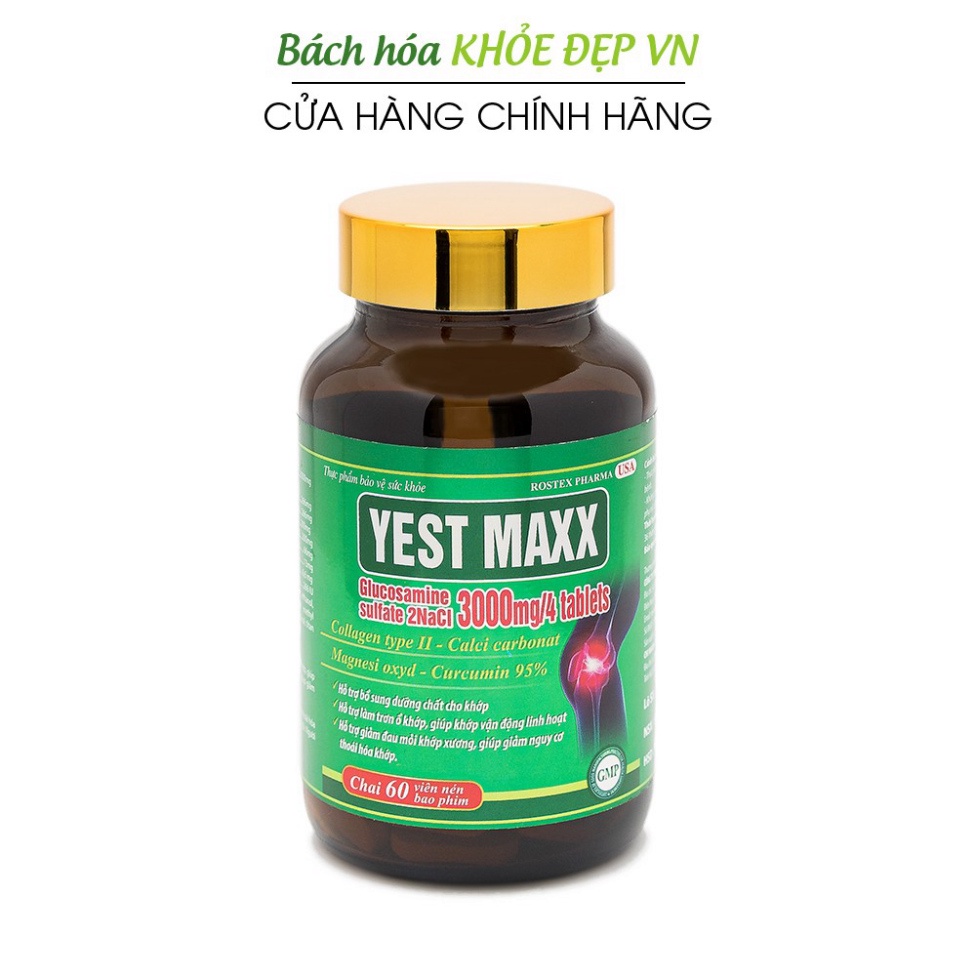 Viên uống bổ xương khớp Glucosamin 3000mg Yest Maxx ngăn thoái hoá khớp - 60 viên