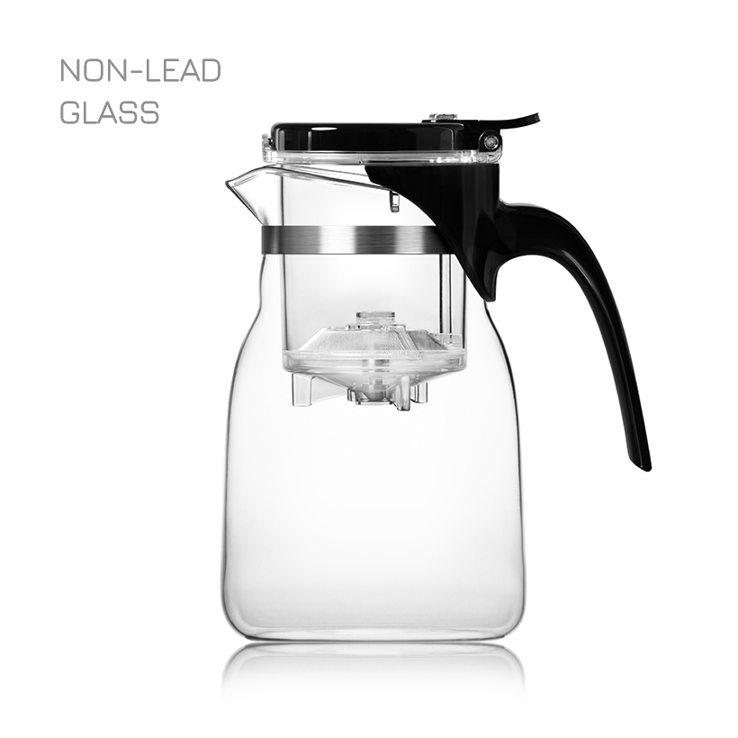 Ấm trà thủy tinh chịu nhiệt lõi lọc có van khóa A14 900mL - Bình lọc trà thủy tinh chịu nóng lạnh Samahome Shop