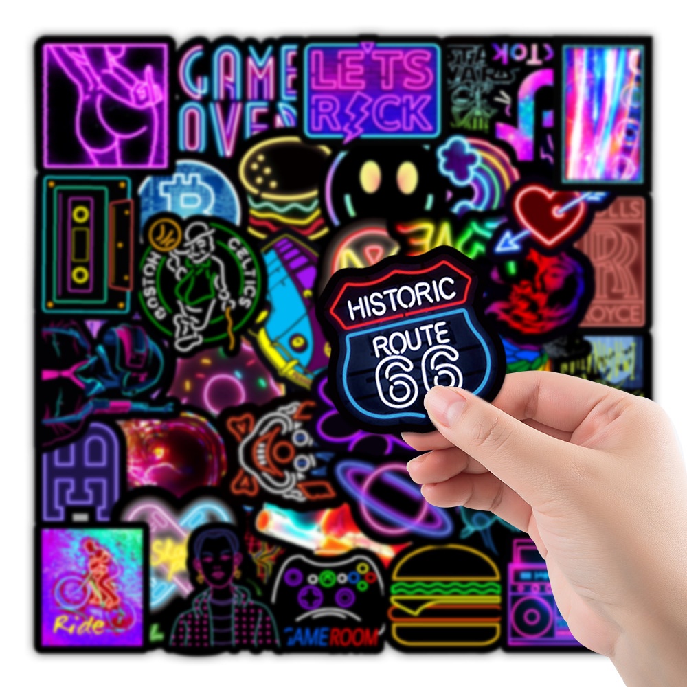 100 hình nhãn dán sticker mẫu Neon Graffiti Dán Hành Lý Xe Tủ Lạnh mũ bảo hiểm Trang Trí chống thấm nước