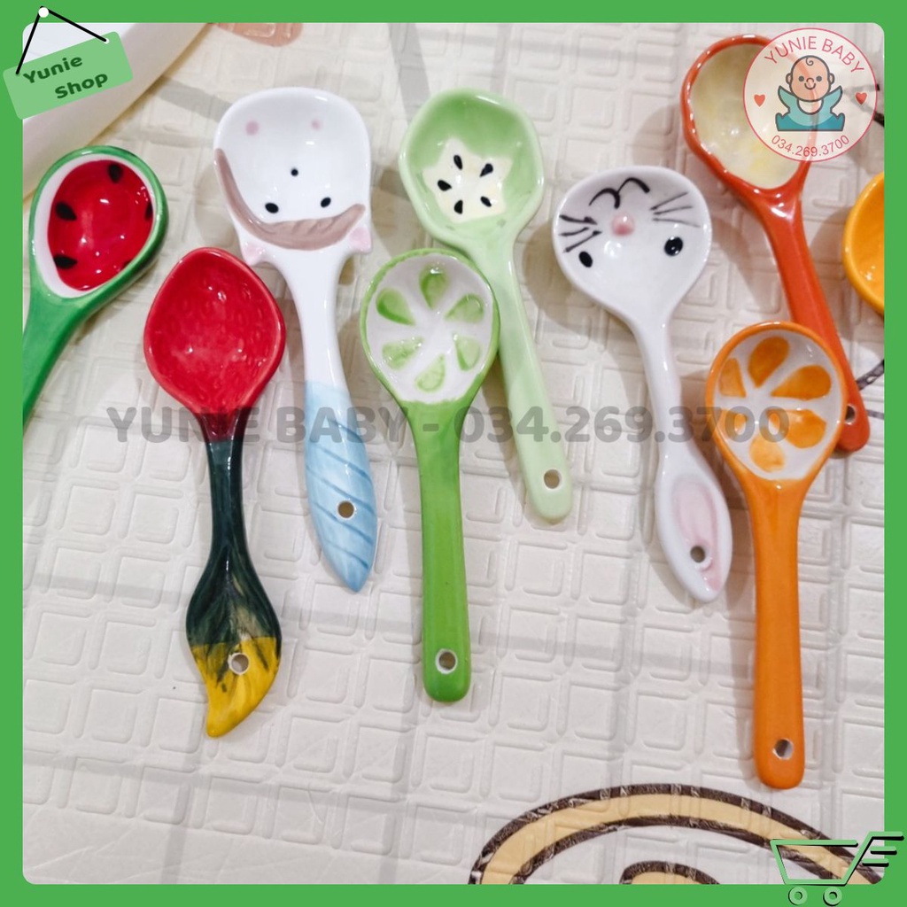Thìa sứ ăn dặm nhiều hình cho bé
