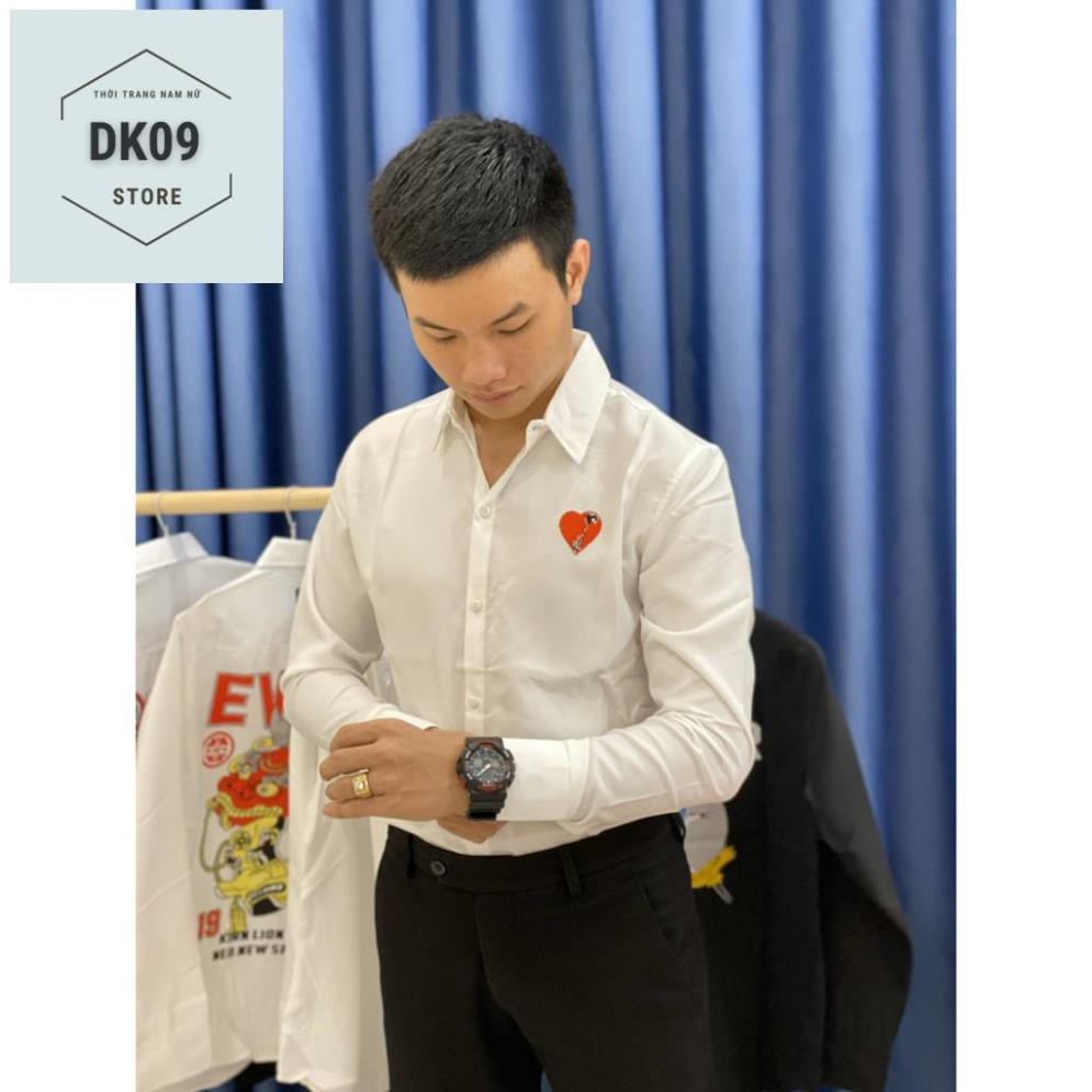Áo Sơ Mi Dài Tay Cặp Đôi Nam- Nữ Thêu Trái Tim | BigBuy360 - bigbuy360.vn