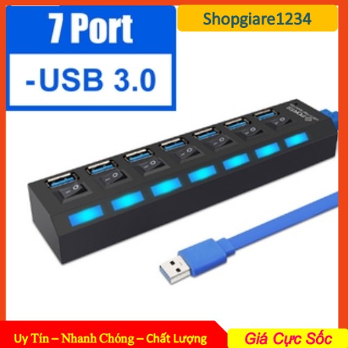 Hub USB 3.0 chia 7 cổng - Có Công Tắc On/ Off - Loại tốt