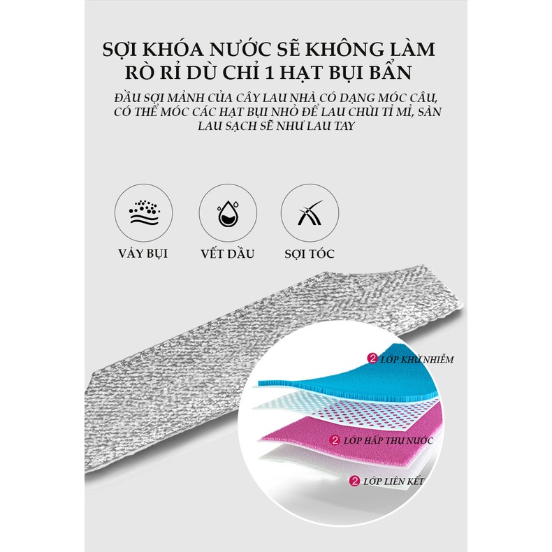Cây Lau Nhà Đa Chức Năng Quét, Lau, Hút Bụi Trong Cùng Một Lúc, Đầu Xoay 360 Độ, Làm Sạch Sâu Cả Bụi Mịn, Vết Dầu Và Tóc
