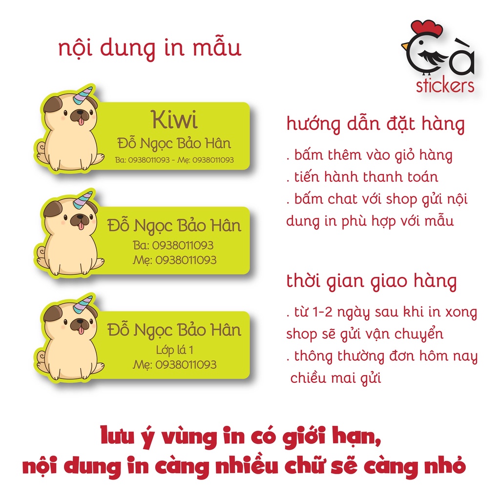 Sticker ủi áo in tên trẻ em GaStickers UT-A01 bộ 12 miếng kích thước 3 x 6 cm