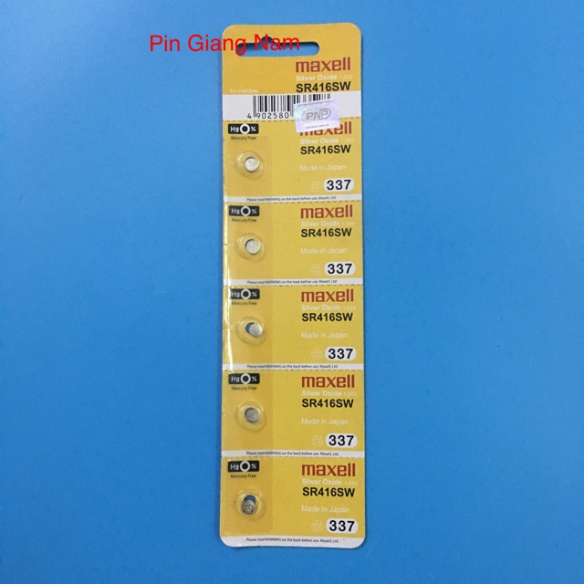 Pin đồng hồ SR416SW / Pin SR416SW 337 Maxell 1.55V vỉ 5 viên