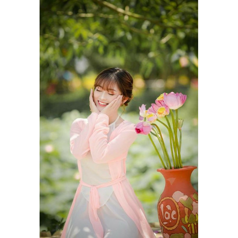 Set tứ thân hồng chụp sen
