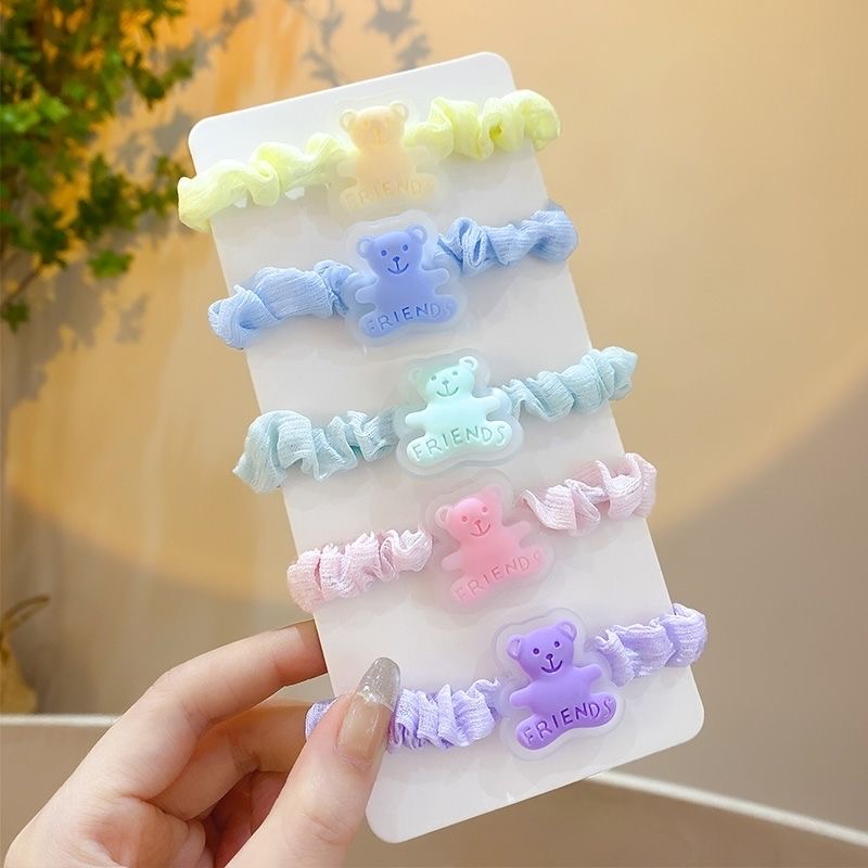 ✨✨Dây Buộc Tóc Xếp Ly Họa Tiết Gấu Dễ Thương Cho Nữ Sinh