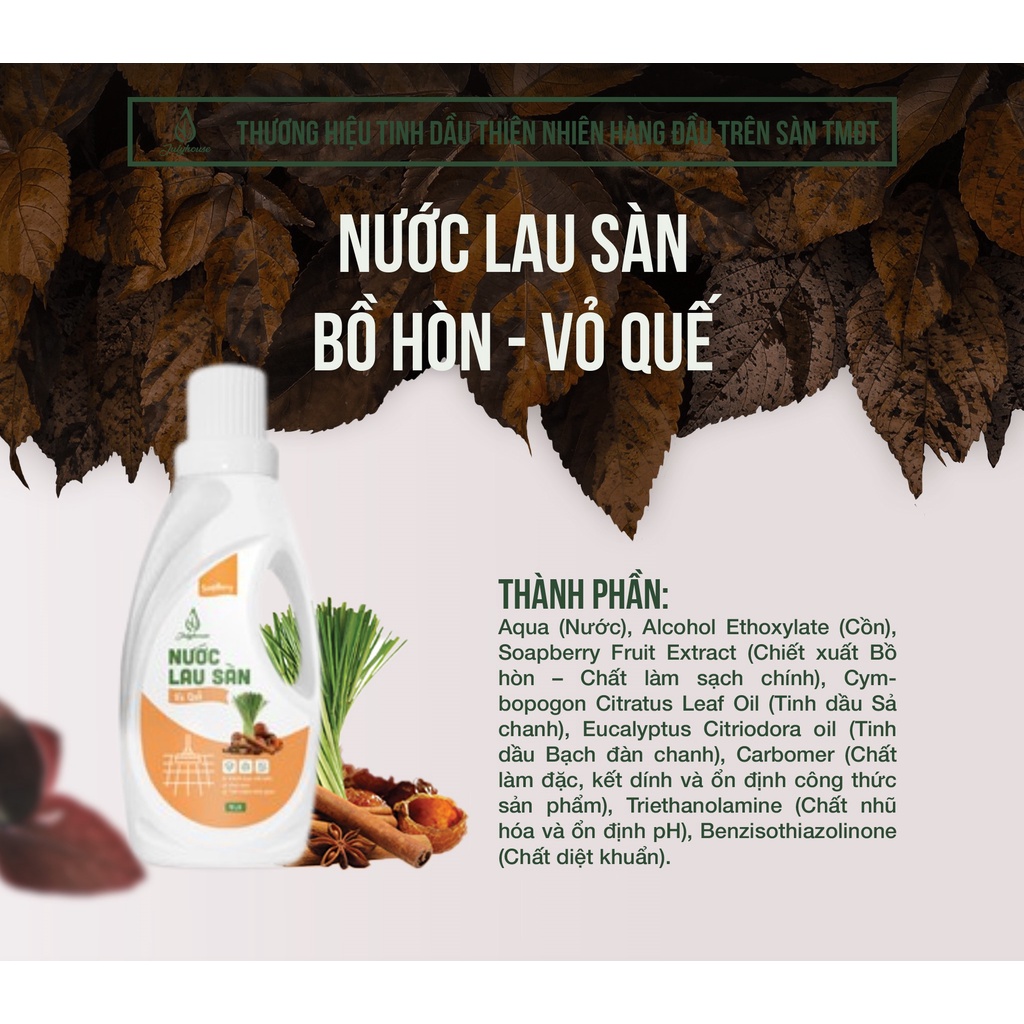 Nước Lau Sàn JULYHOUSE 1000ml chiết xuất từ bồ hòn và tinh dầu vỏ quế khử mùi, đuổi kiến và gián