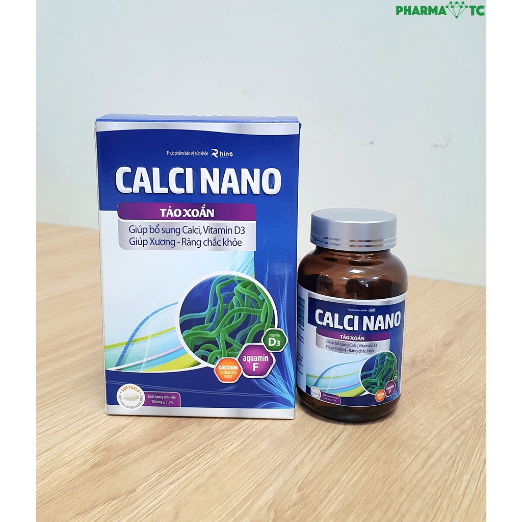 Canxi cho bà bầu, mẹ sau sinh Calci Nano với Aquamin F, d3 k2 - Hộp 60 viên - PharmaOTC