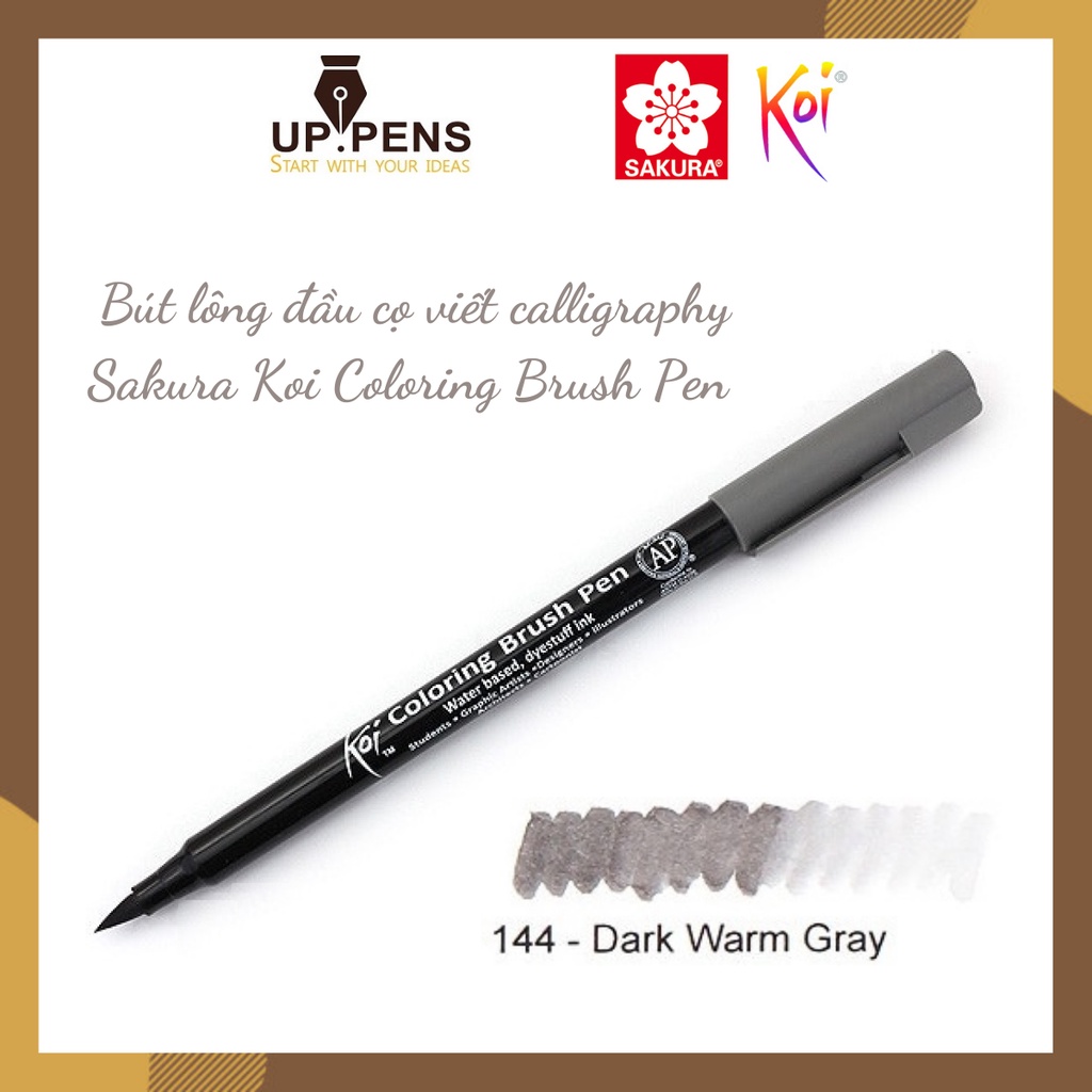 Bút lông đầu cọ viết calligraphy Sakura Koi Coloring Brush Pen – Màu xám đậm (Dark Warm Gray)