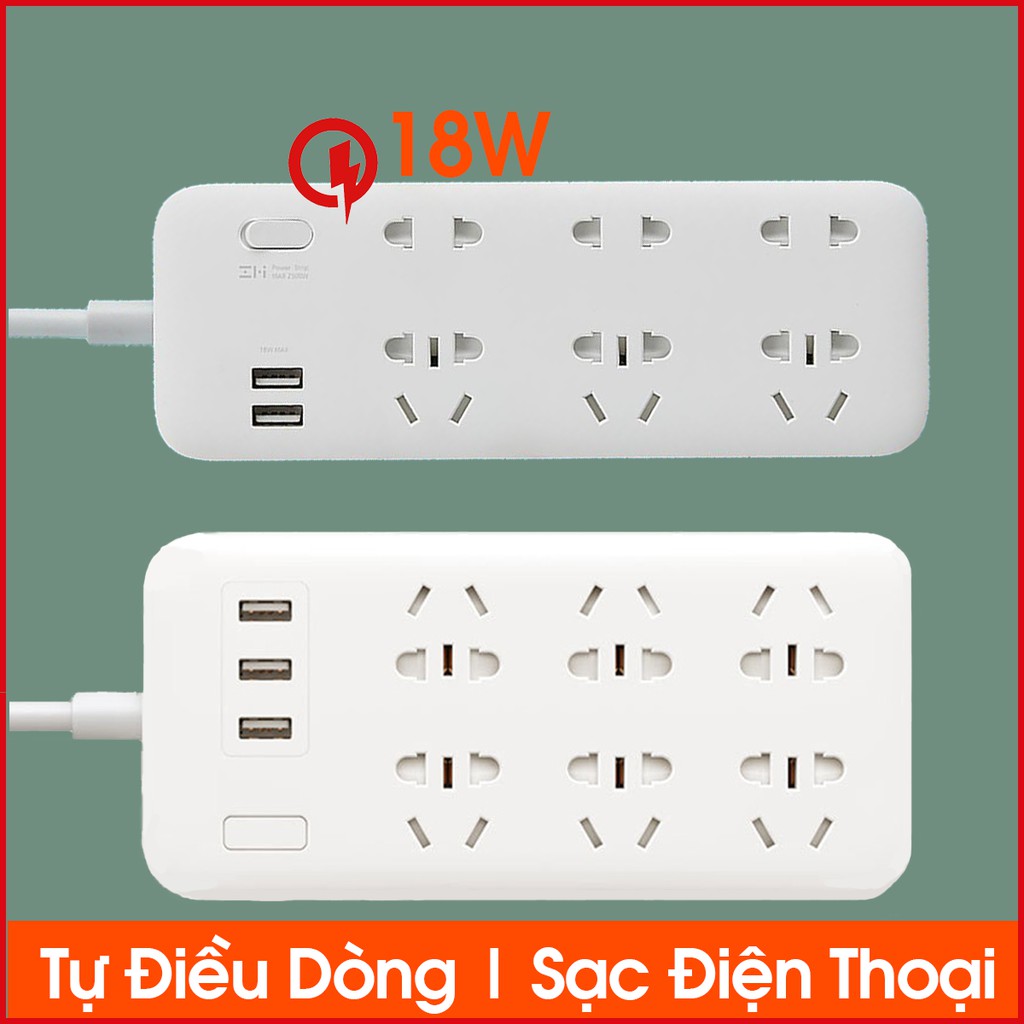 [Hỏa Tốc HCM] Ổ cắm điện ZMI 6 Cổng 2 USB CX05 18W / Ổ cắm điện MiPower Strip 6 Cổng 3 USB