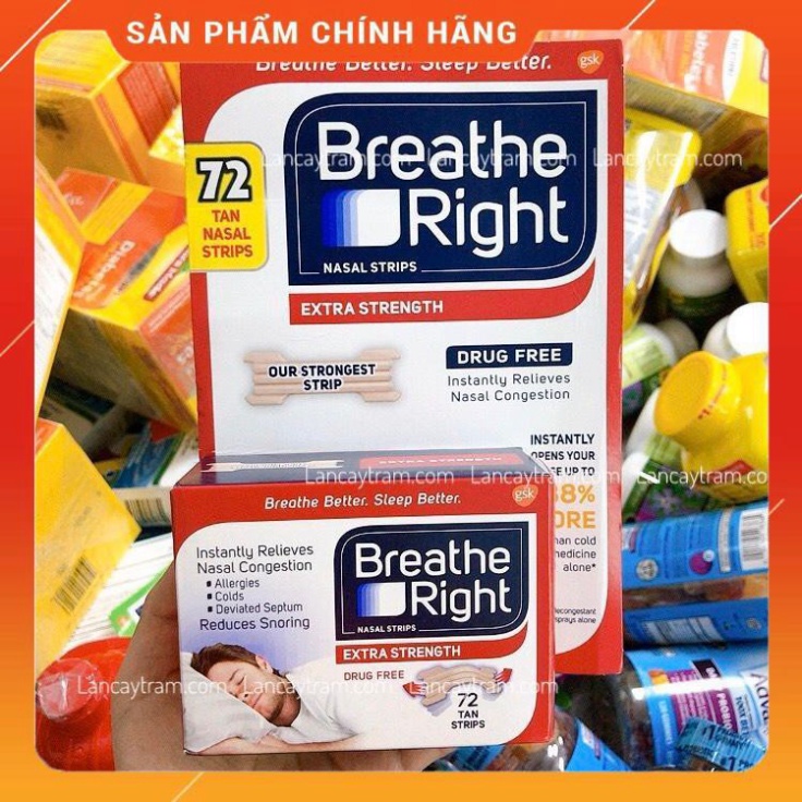 MIẾNG DÁN MŨI CHỐNG GÁY (NGÁY) KHI NGỦ BREATHE RIGHT 72 MIẾNG.