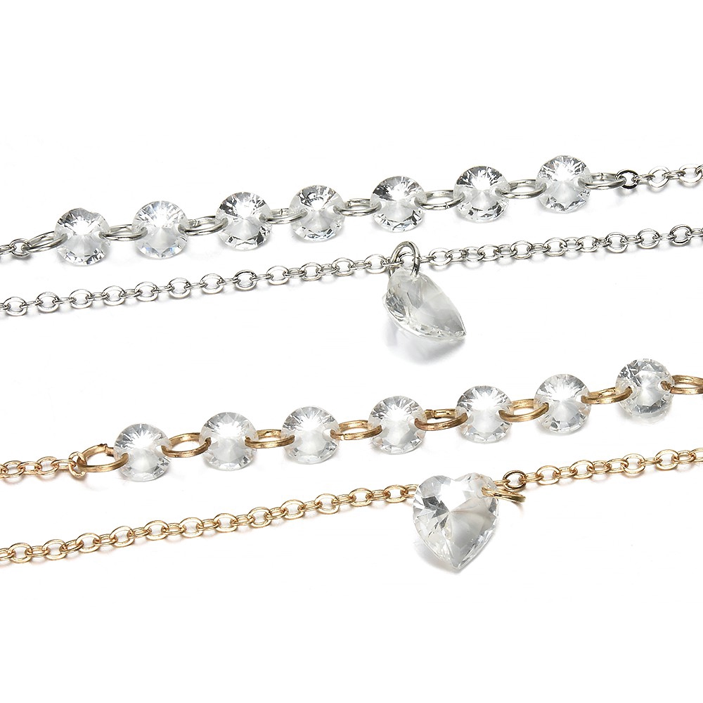 Exquisite Crystal Double Heart Crystal Bracelet Engaged Married Jewelry  Woman