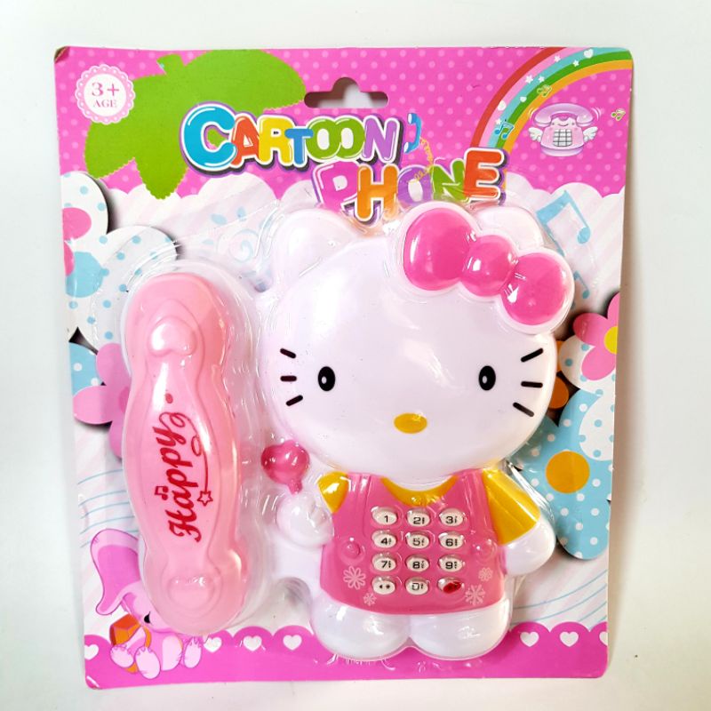 Đồ chơi điện thoại mèo Hello Kitty cỡ lớn, nhạc đèn (kèm 2 pin 2A) 1059